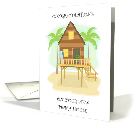Congratulations New Beach House Surf Shack Cartoon card (1749998)