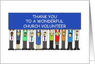 Thank You to Church Volunteer Cartoon Group Holding a Banner card