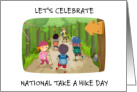 National Take a Hike Day November 17th Children on Forest Trail card