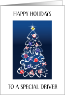 Happy Holidays to Driver Chauffeur Xmas Tree Road Signs card