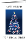 Happy Holidays to Driver Chauffeur Xmas Tree Road Signs card