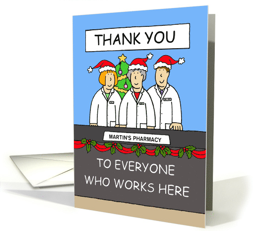 Happy Christmas and Thank you to Pharmacy Staff to Personalise card