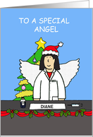 Happy Christmas to Angel Pharmacist to Personalize Any Name card
