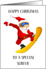 Happy Birthday to Surfer Father Christmas Surfing card