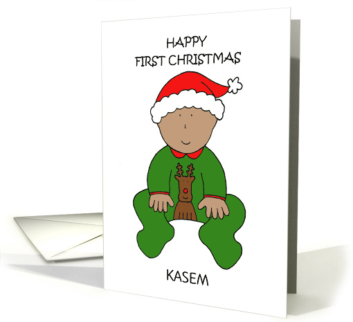 Happy First Christmas Asian Baby to Personalize Any Name card