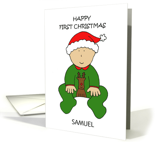 Happy First Christmas Cute Baby to Personalize Any Name card (1752484)