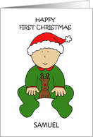 Happy First Christmas Cute Baby to Personalize Any Name card