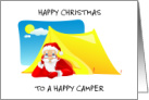 Happy Christmas to Camper Santa in a Tent card