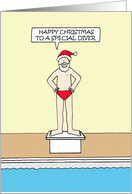 Happy Christmas to Male Diver in Santa Claus Hat card