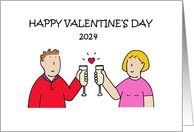 Valentine 2024 Romantic Couple Drinking Champagne card