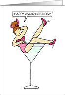 Valentine Sexy Lady in a Burlesque Cocktail Glass card