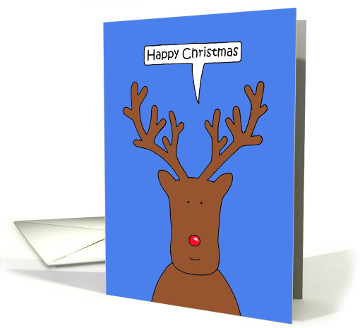 Cartoon Reindeer Saying Happy Christmas card (1754010)