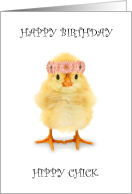 Happy BIrthday Hippy Chick Cute Bird with Flower Garland card