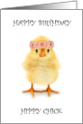 Happy BIrthday Hippy Chick Cute Bird with Flower Garland card