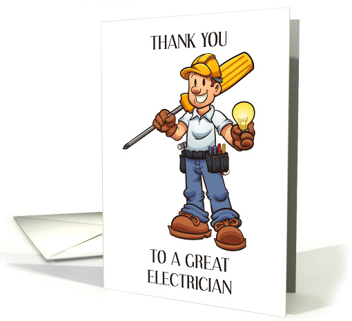 Thank You to Electrician Cartoon Man with Screwdriver and... (1755382)