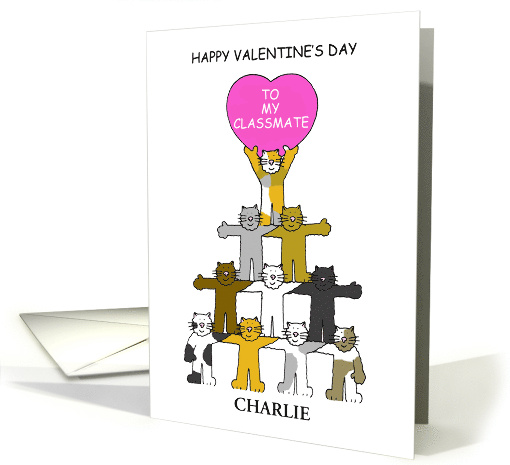Happy Valentine's Day Classmate Cartoon Cats to Customise... (1755876)
