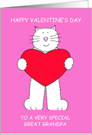 Happy Valentine’s Day to Great Grandpa White Cat Holding a Heart card