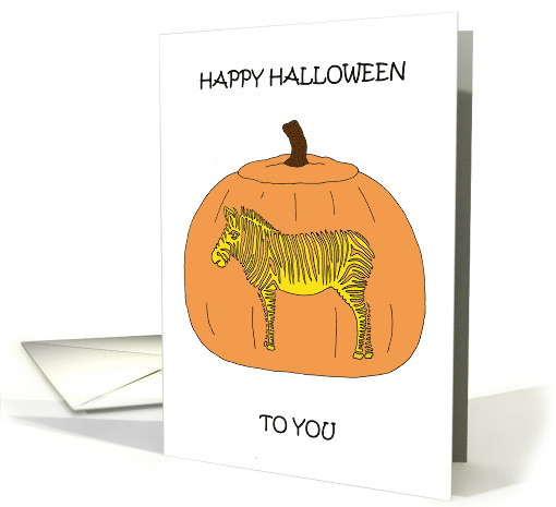 Happy Halloween Zebra Carved into a Pumpkin card (1757120)