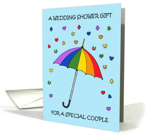 Wedding Shower Gift for Gay Couple Rainbow Umbrella and Confetti card