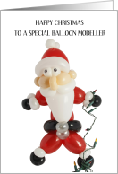 Happy Christmas to Balloon Modeller Santa Claus and Fairy Lights card