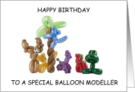 Happy Birthday to Balloon Modeller Animal Sculptures card