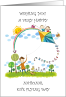 National Kite Flying Day February 8th Children Man and Dog card