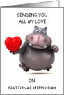 National Hippo Day February 15th Hippopotamus with Heart card