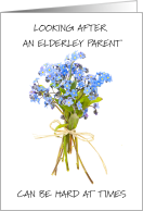 Support in Looking After an Elderly Parent Forget Me Not Flower Bouquet card