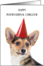 International Corgi Day June 4th Corgi Wearing a Party Hat card