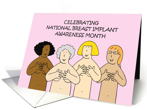 National Breast Implant Awareness Month March Cartoon Ladies card