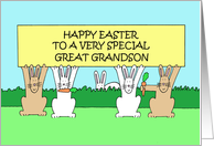 Happy Easter to Great Grandson Cartoon Bunnies Eating Carrots card