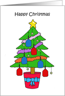 Happy Christmas Pickleball Bat and Balls Decorated Tree card