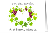 Bridal Shower Invitation Vine and Red Grapes in a Heart Shape card