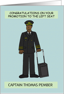 Congratulations Promotion to Left Seat African American Male Pilot card