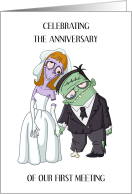 Anniversary of First Meeting at Halloween Spooky Couple card