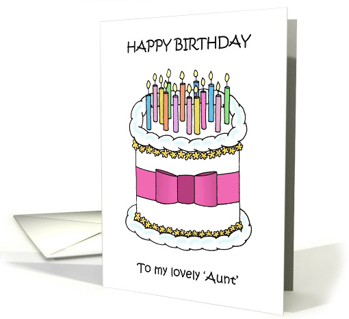 Happy Birthday Like an Aunt to Me Cake and Lit Candles card (1765806)