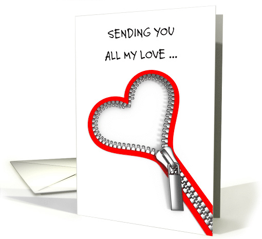 National Zipper Day Romantic Heart Shaped Zip April 28th card