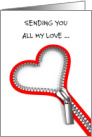 National Zipper Day Romantic Heart Shaped Zip April 28th card