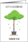 Arbor Day Tree and Spade Cartoon card