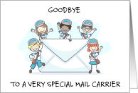 Goodbye to Mail Carrier Cartoon Children Waving card