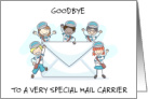 Goodbye to Mail Carrier Cartoon Children Waving card