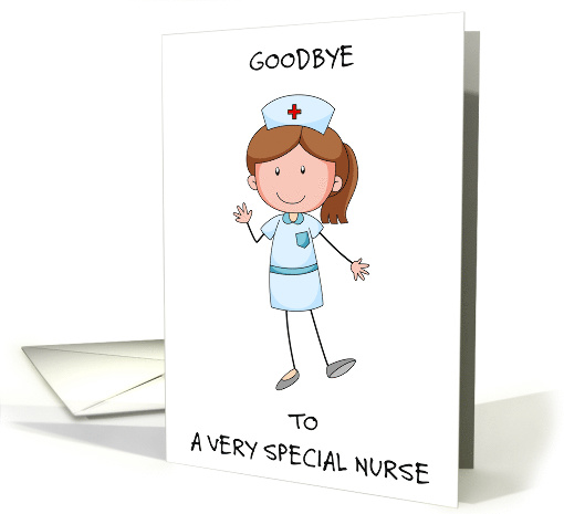 Goodbye to Nurse Cartoon Lady Waving card (1767520)
