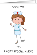 Goodbye to Nurse Cartoon Lady Waving card