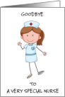 Goodbye to Nurse Cartoon Lady Waving card