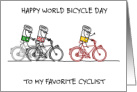 Happy World Bicycle Day June 3rd Cartoon Cyclists card