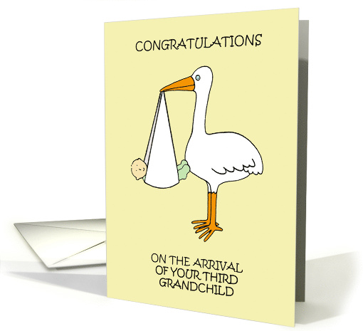 Congratulations Arrival of Third Grandchild Cartoon Stork... (1772044)