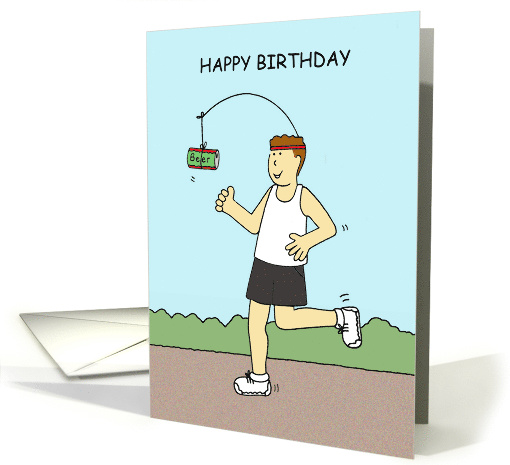 Happy Birthday Running for Beer Humor for Male Runner card (1773234)