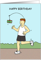 Happy Birthday Running for Beer Humor for Male Runner card