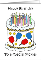 Happy Pickleball Birthday Cake and Candles card