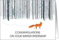 Congratulations On Winter Internship Fox and Birds in Snowy Forest card